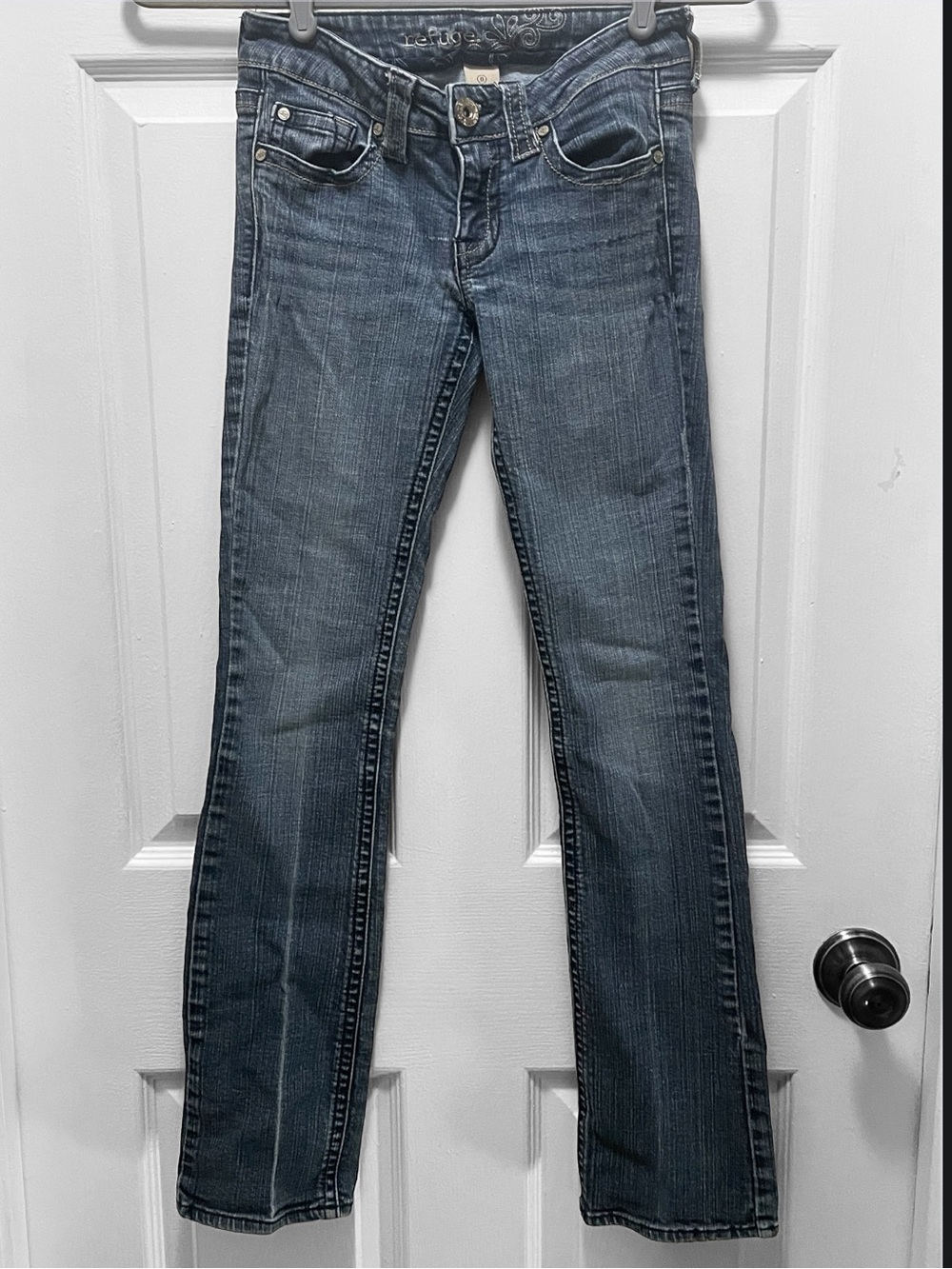 Refuge Women's Low Rise Boot Cut Jeans - Medium Wash
